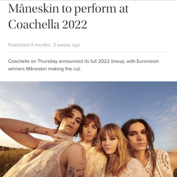 A screenshot of how an ethnic media outlet could cover an act at Coachella