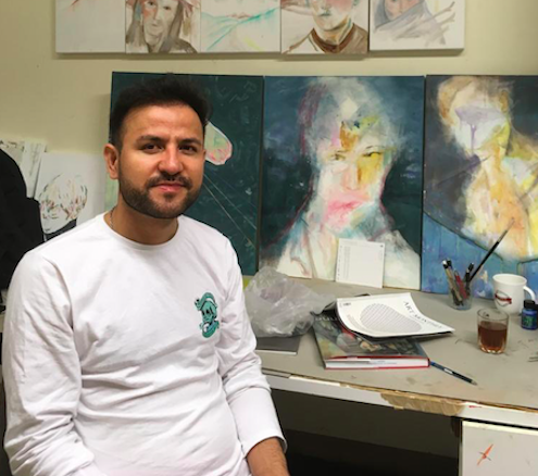 Elyas Alavi in his painting studio